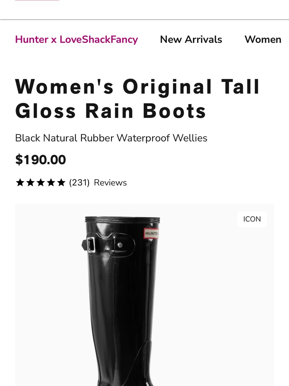 Hunter Women's Tall Gloss Rain Boots - Black